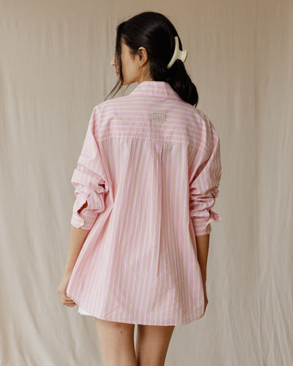 Camisa a Rayas con Corazones Rosa