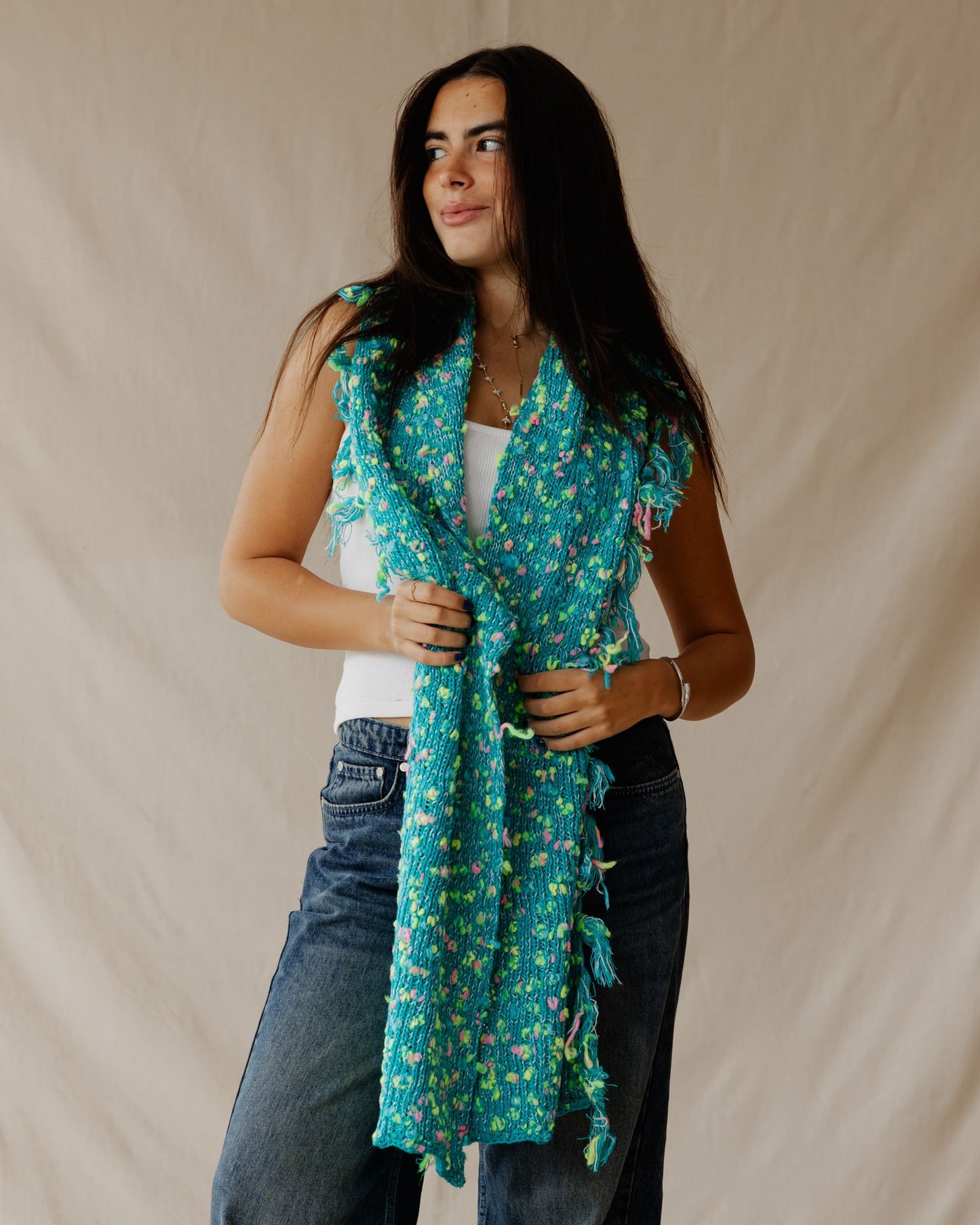 Handmade Speckled Aqua Scarf