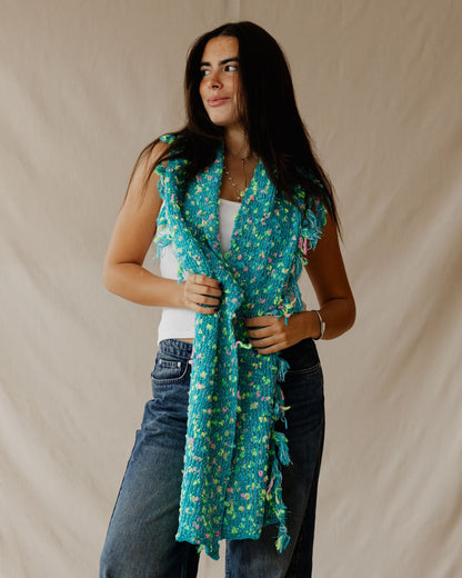 Handmade Speckled Aqua Scarf
