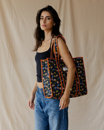 Exotic Bird Quilted Tote Bag
