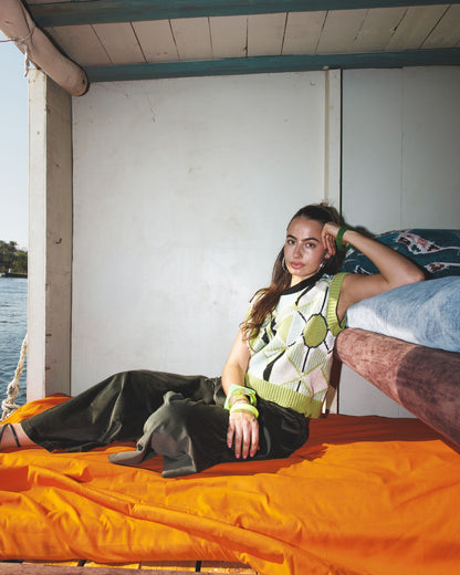 Green Retro Kaleido Knit Vest