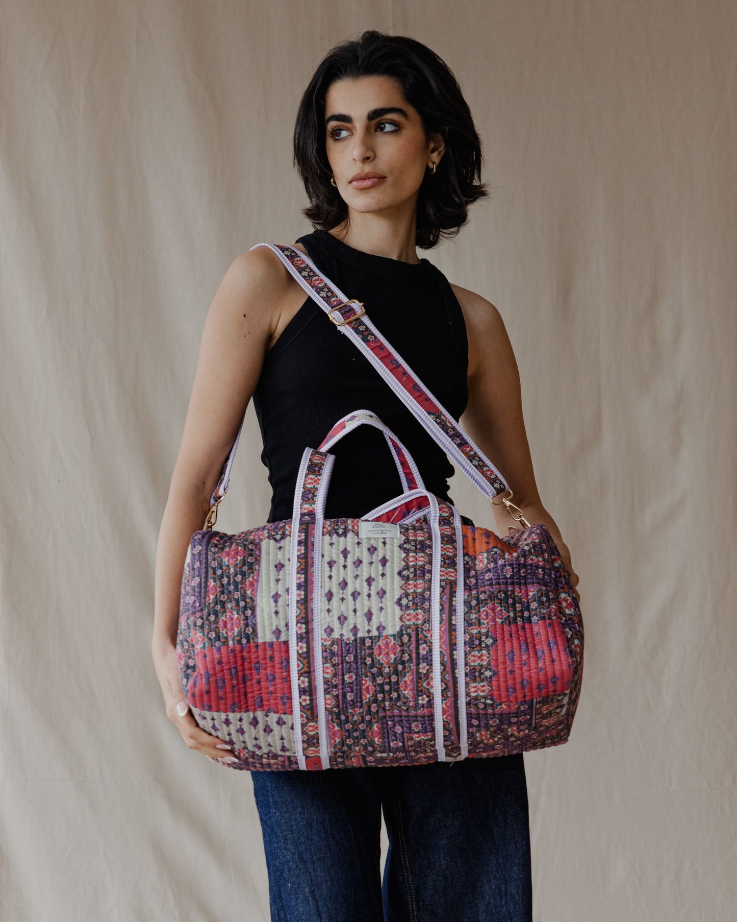 Oriental Patchwork Duffle Bag Purple
