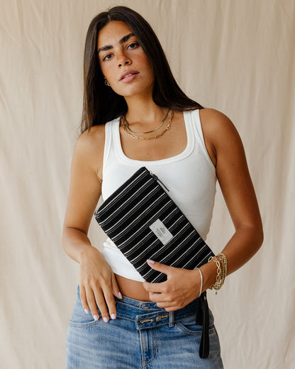 Black Striped Clutch