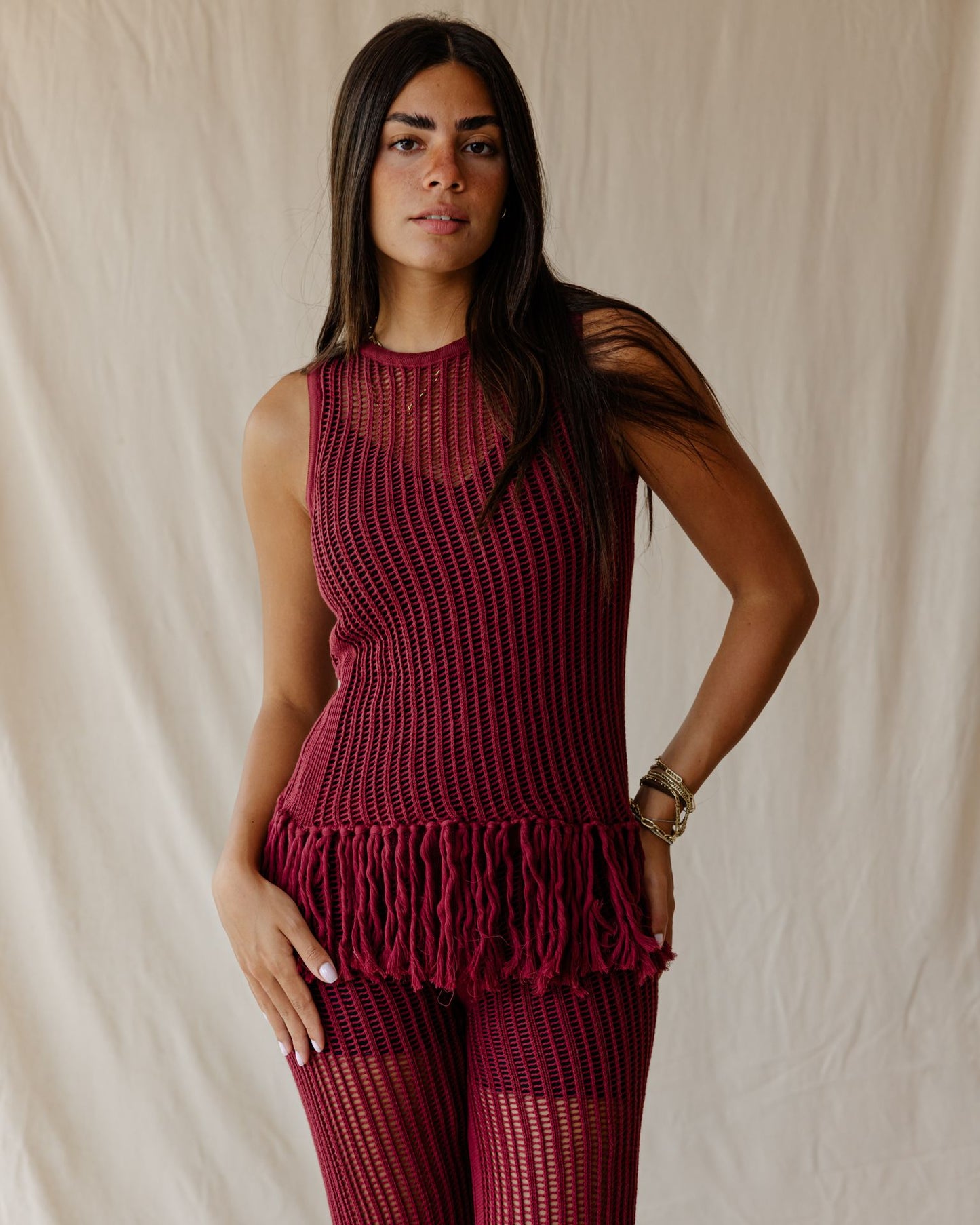 Isla Burgundy Knit Top