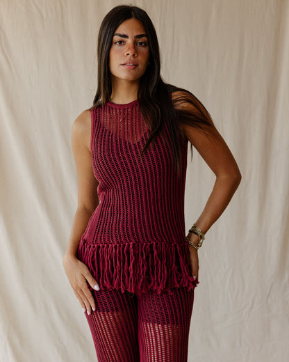 Isla Burgundy Knit Top