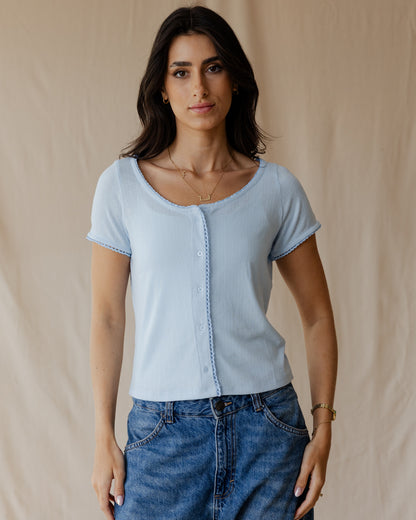 Belle Bow Blue Top