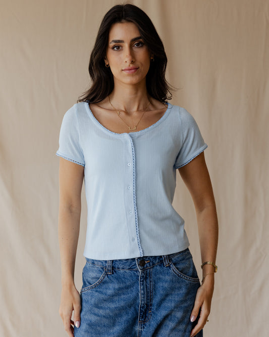 Belle Bow Blue Top