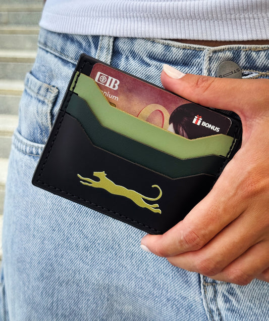 Cheetah Card Holder in Black