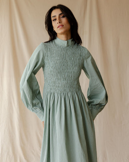 Ganni Green Stripe Dress