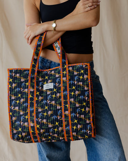 Exotic Bird Quilted Tote Bag