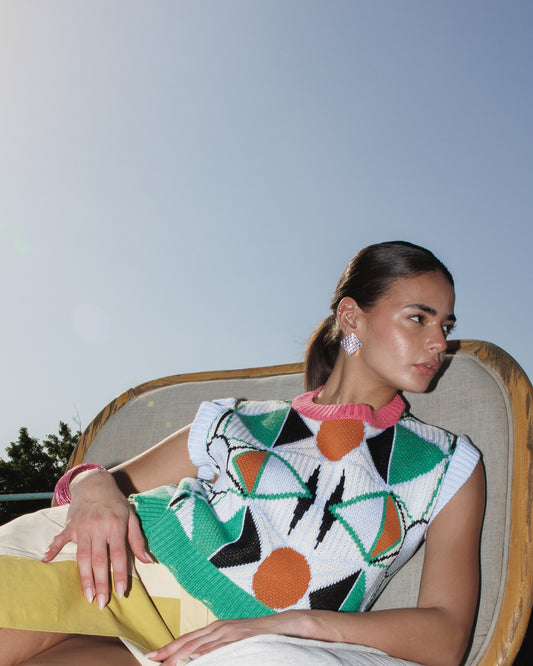 Pink Retro Kaleido Knit Vest