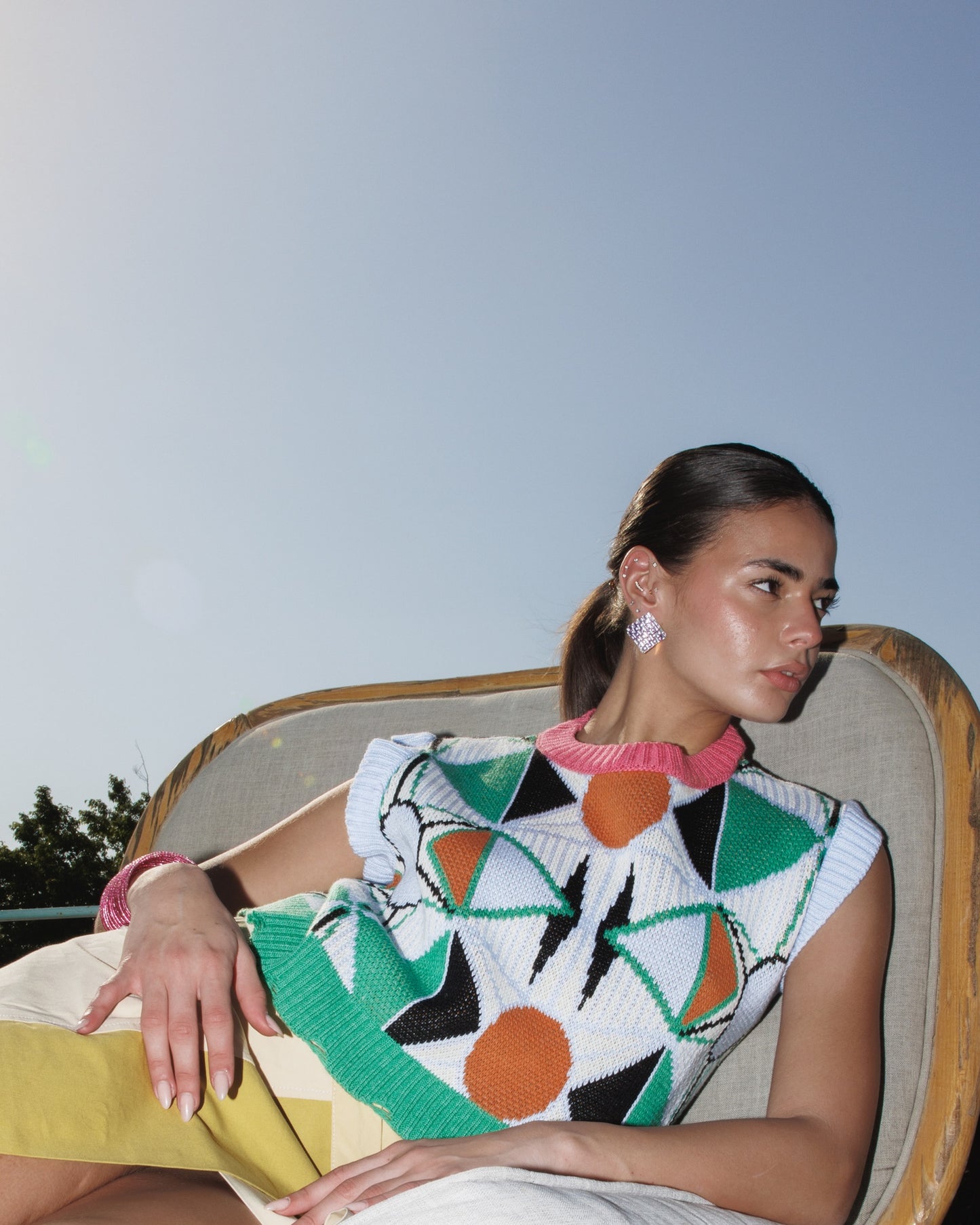 Pink Retro Kaleido Knit Vest