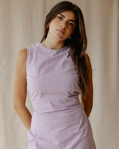 Sugar Stripe Dress Purple