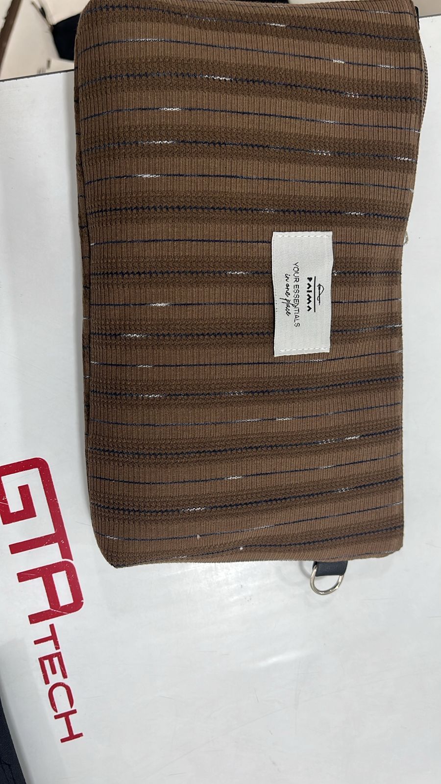 Brown Striped Clutch