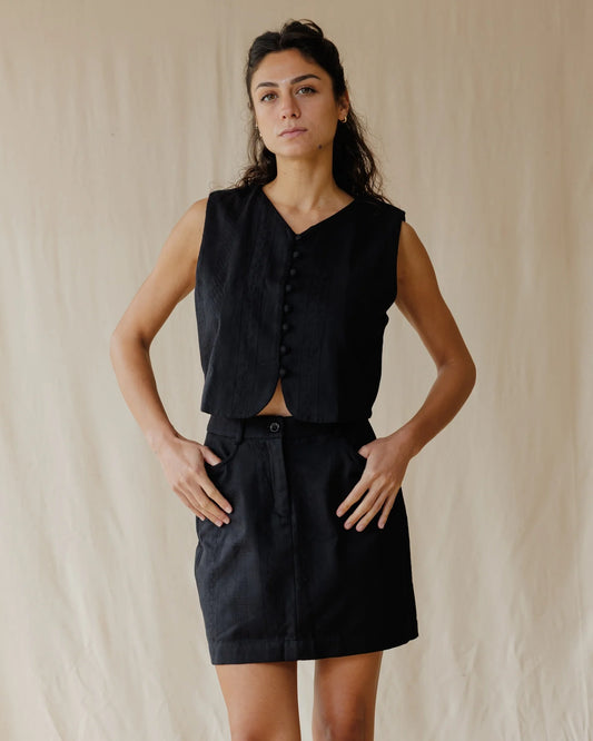 Black Textura Twinset Skirt