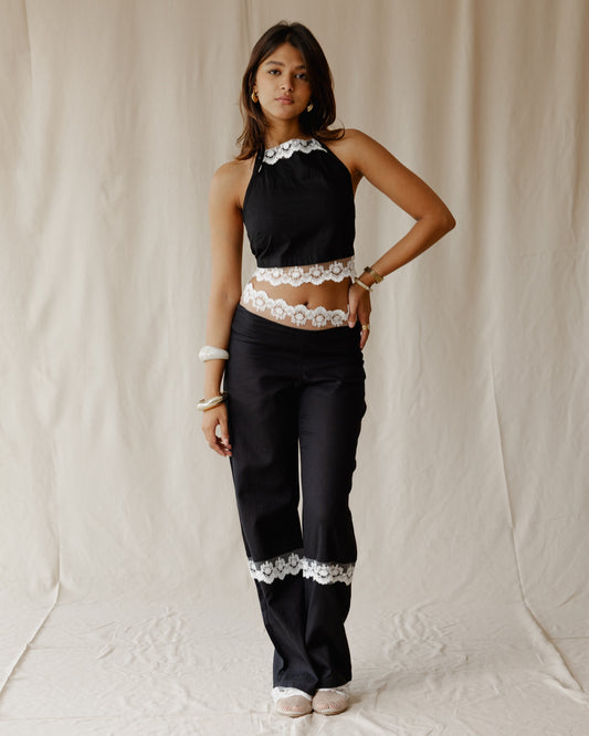 Set di biancheria Bloom in nero