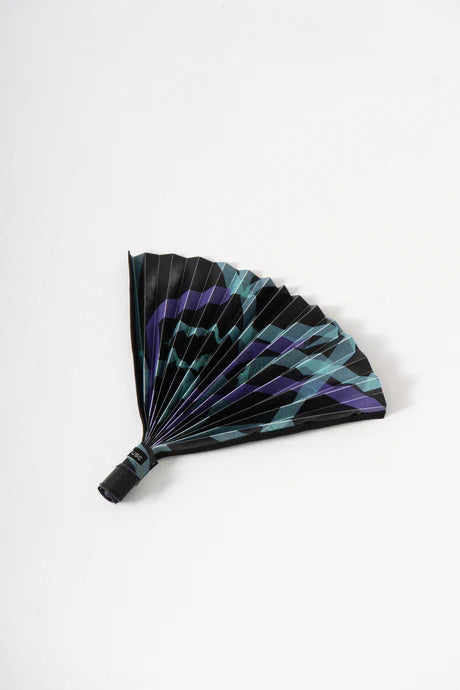 Abanico Plegable Confeti Azul