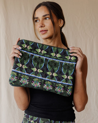 Indian Vibes In Greens Quilted Sleeve