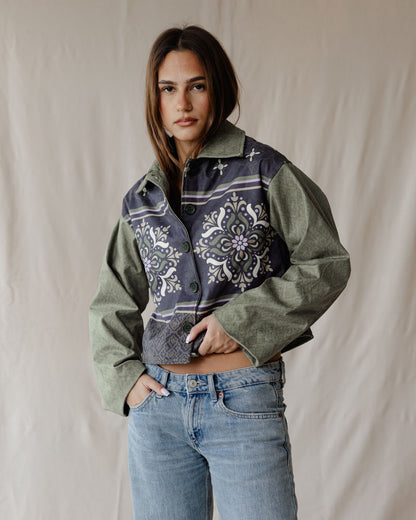 Olive Arabesque Suede Jacket