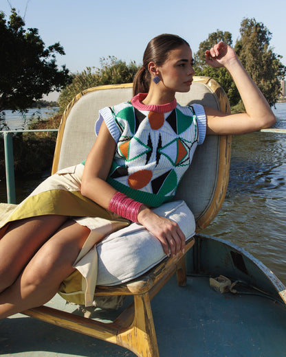 Pink Retro Kaleido Knit Vest