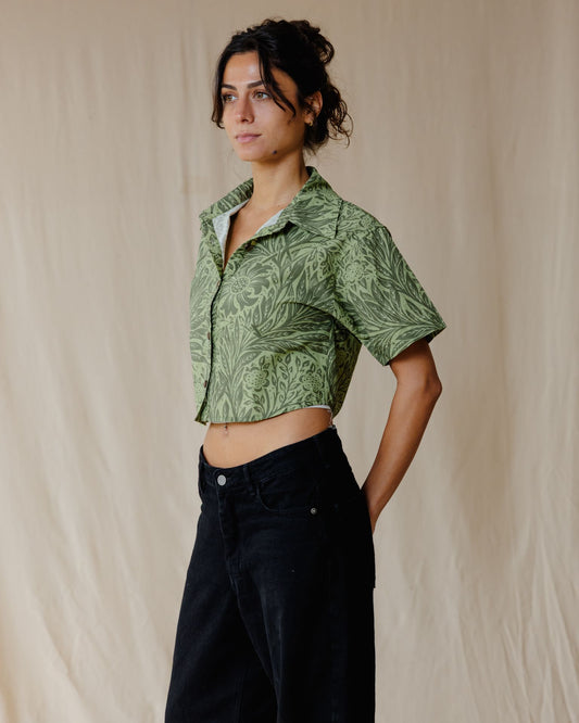 Camisa Antique Bloom en Oliva