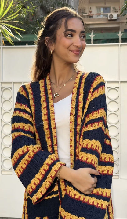 Cardigan Nomad Azul Marino Dorado