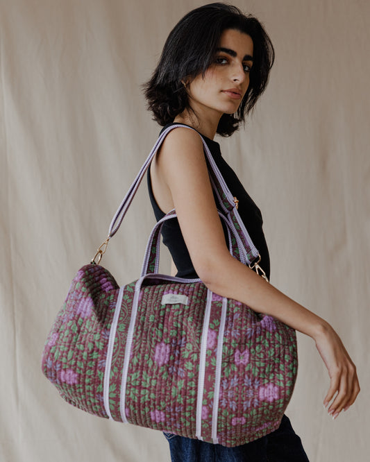 Victorian Patchwork Duffle Bag Burgundy