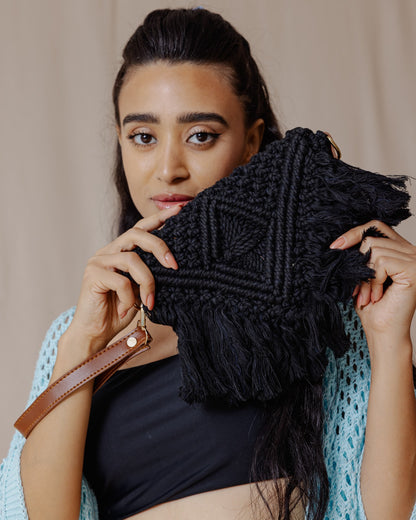 Cartera de macramé Gaia negra
