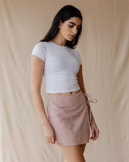 Falda-Pantalón Vichy Rosa Polvorienta