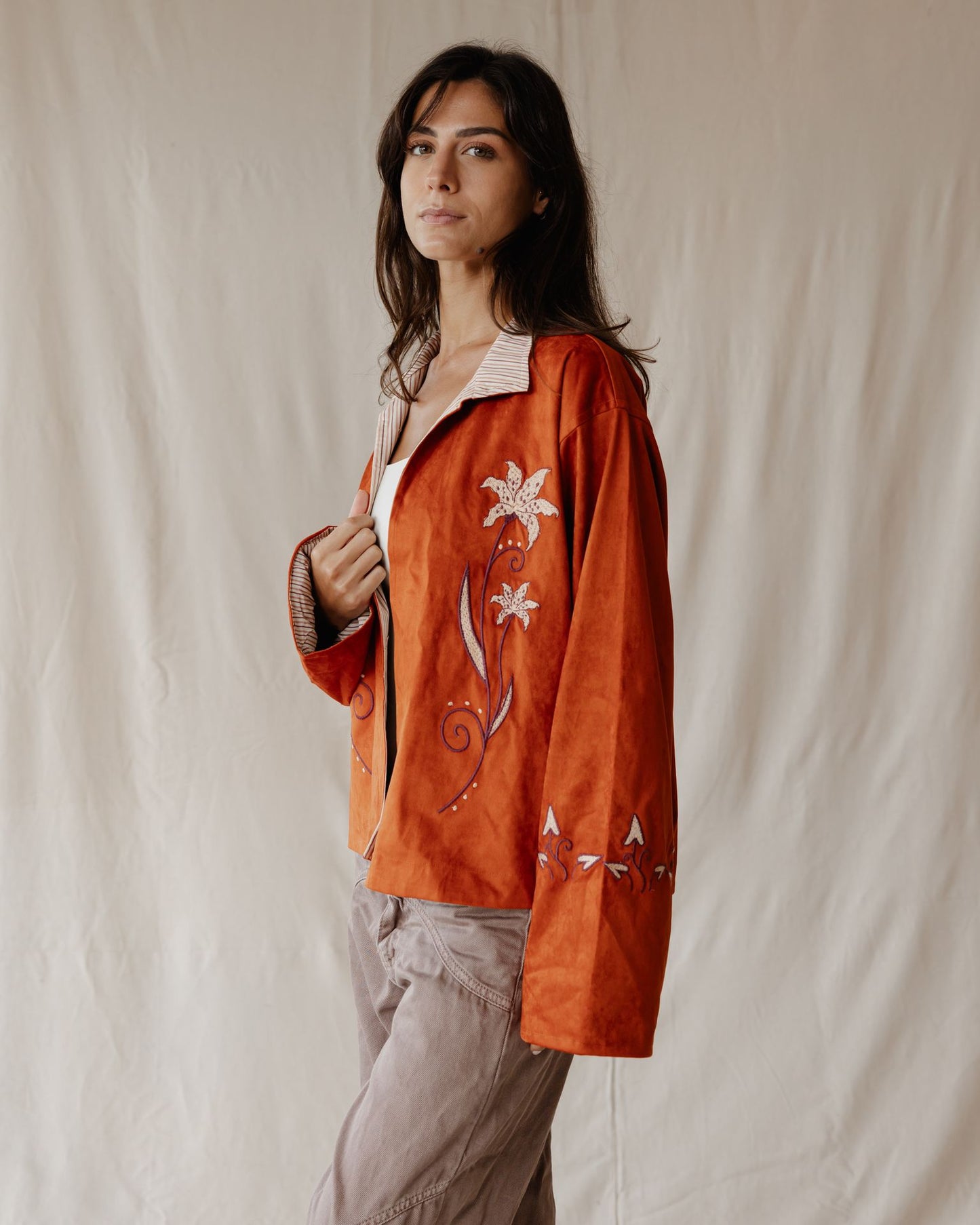 Embroidered Tiger Lily Jacket