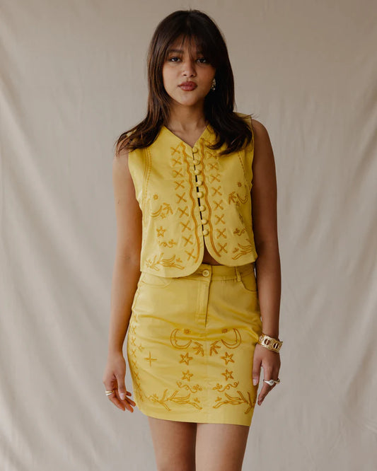 Village Vibes Skirt Mustard