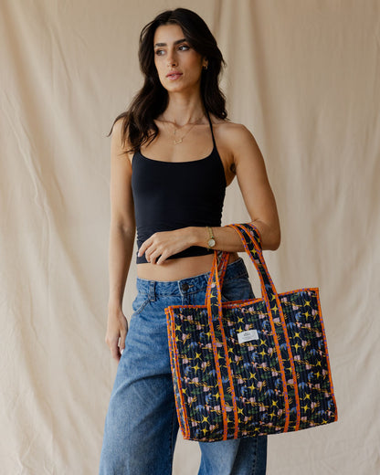 Exotic Bird Quilted Tote Bag