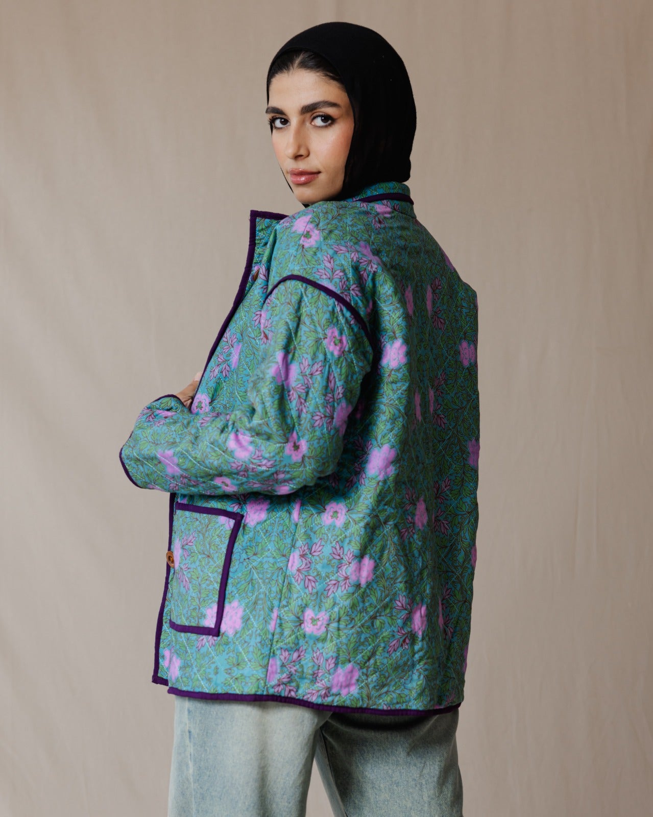 Blouson oversize victorien vert