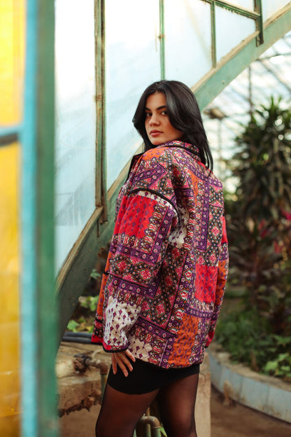 Veste Oversize Patchwork Violet