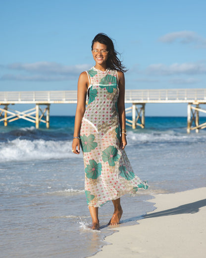 Tropical Mesh Dress in Off-White