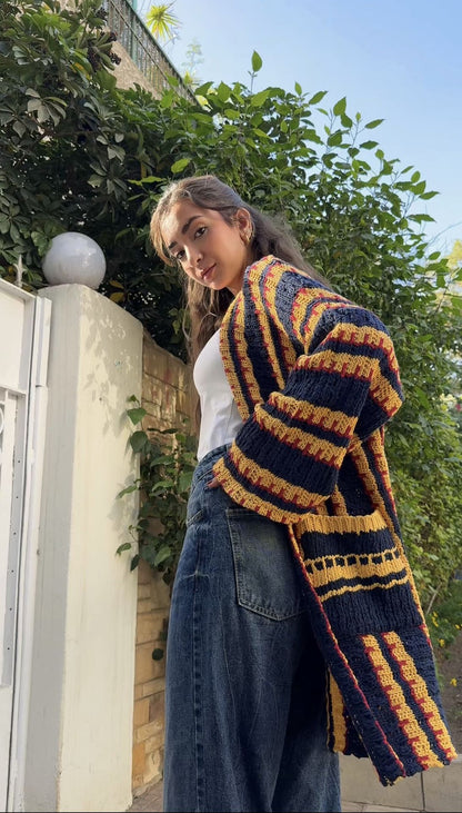 Cardigan Nomad Azul Marino Dorado