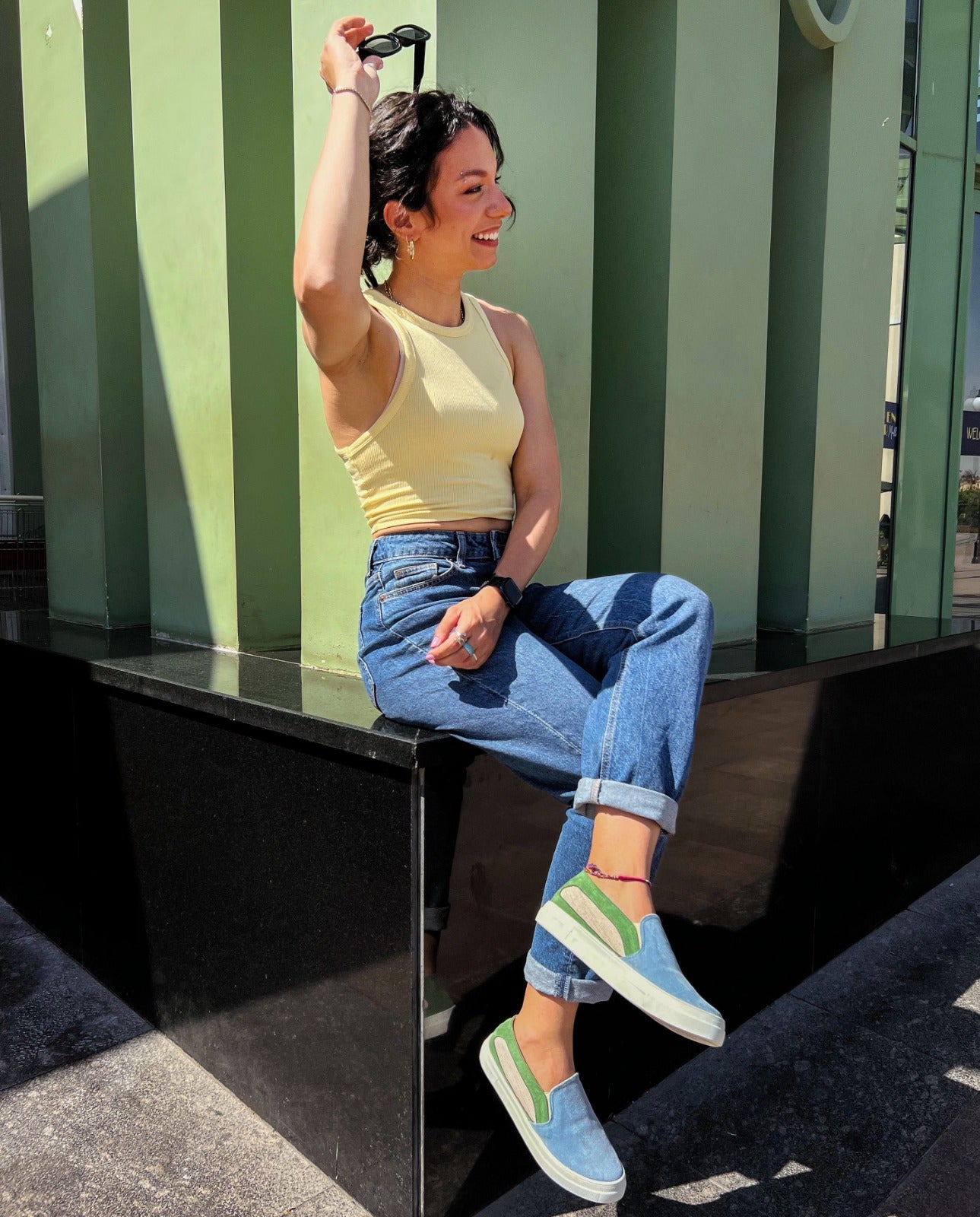 Alpargatas sin cordones color menta y azul bebé