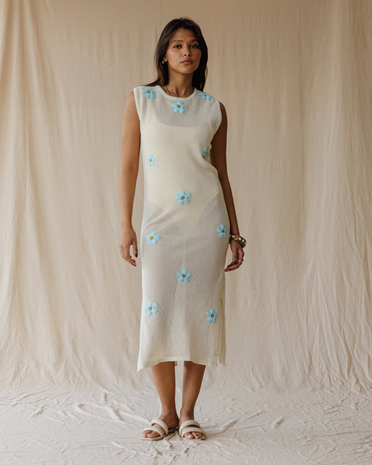 Abito Off-White Daisy Drift