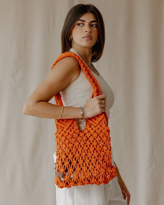 El bolso de crochet para todos los días en color naranja
