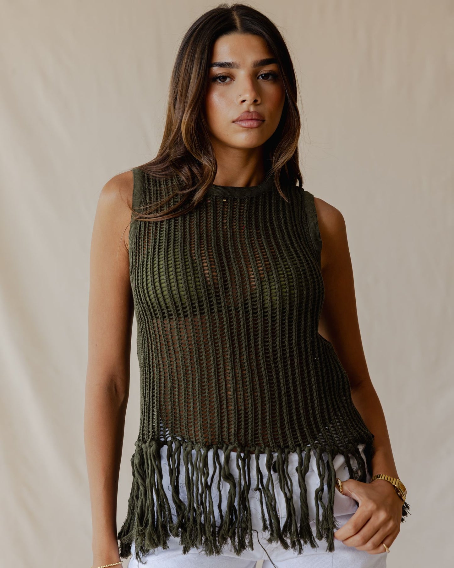 Isla Olive Knit Top