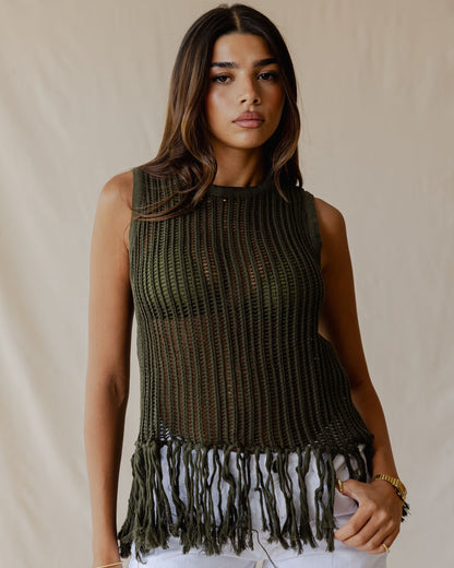 Isla Olive Knit Top