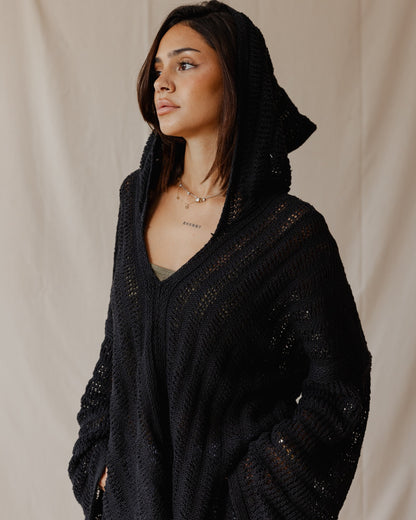 Sudadera con capucha Trico hecha a mano Negro