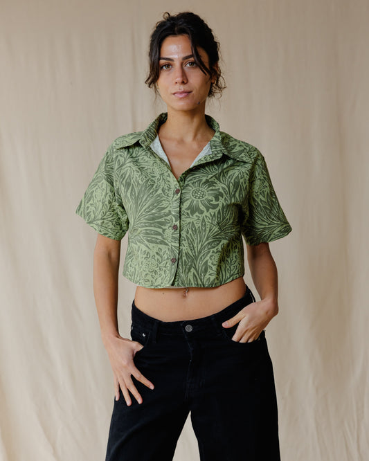 Camisa Antique Bloom en Oliva