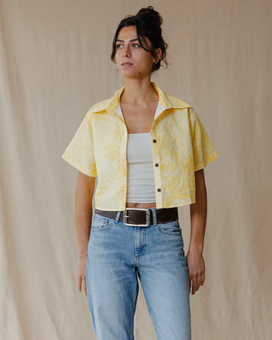 Camisa Antique Bloom en Amarillo Mantequilla