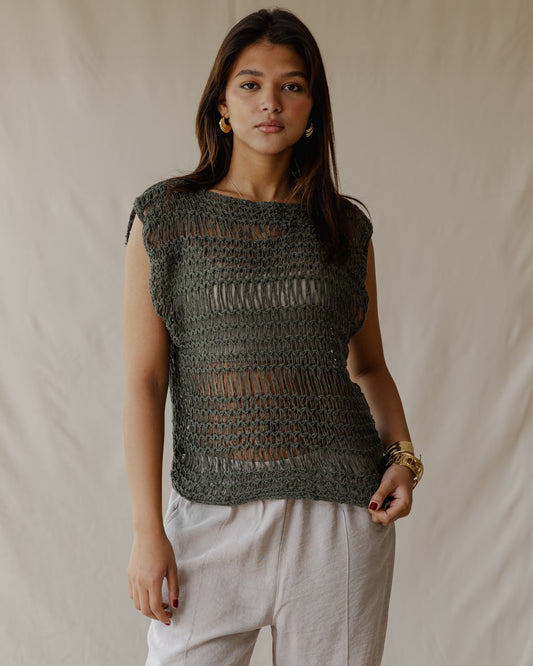 Knit Me Not Olive Top