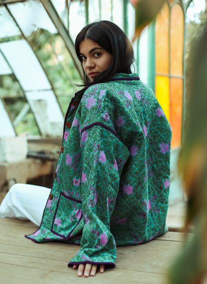 Blouson oversize victorien vert