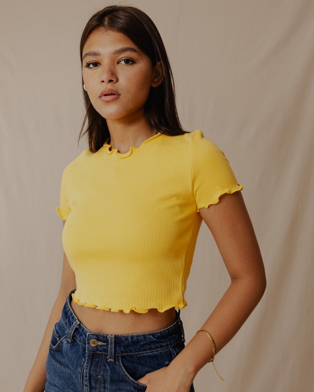 Crop Top Amarillo para Todos los Días