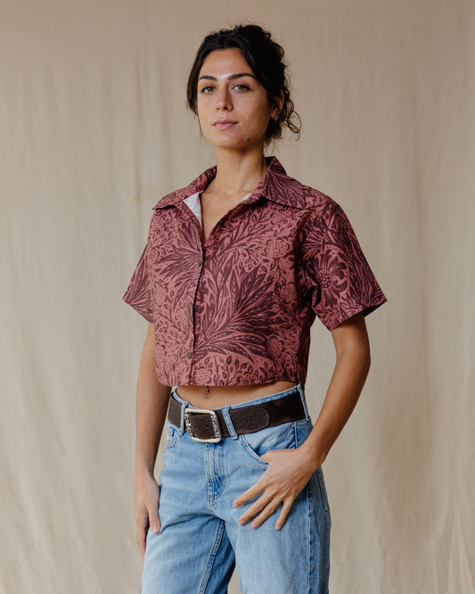 Camisa Antique Bloom en Burdeos