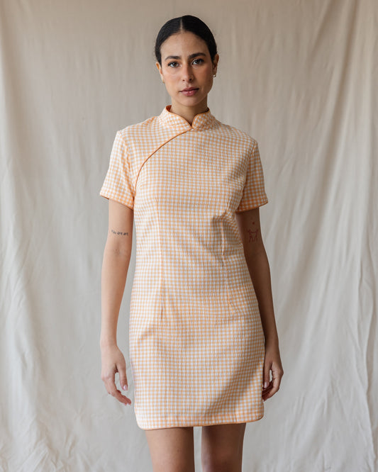 The Kyoto Gingham Orange Dress