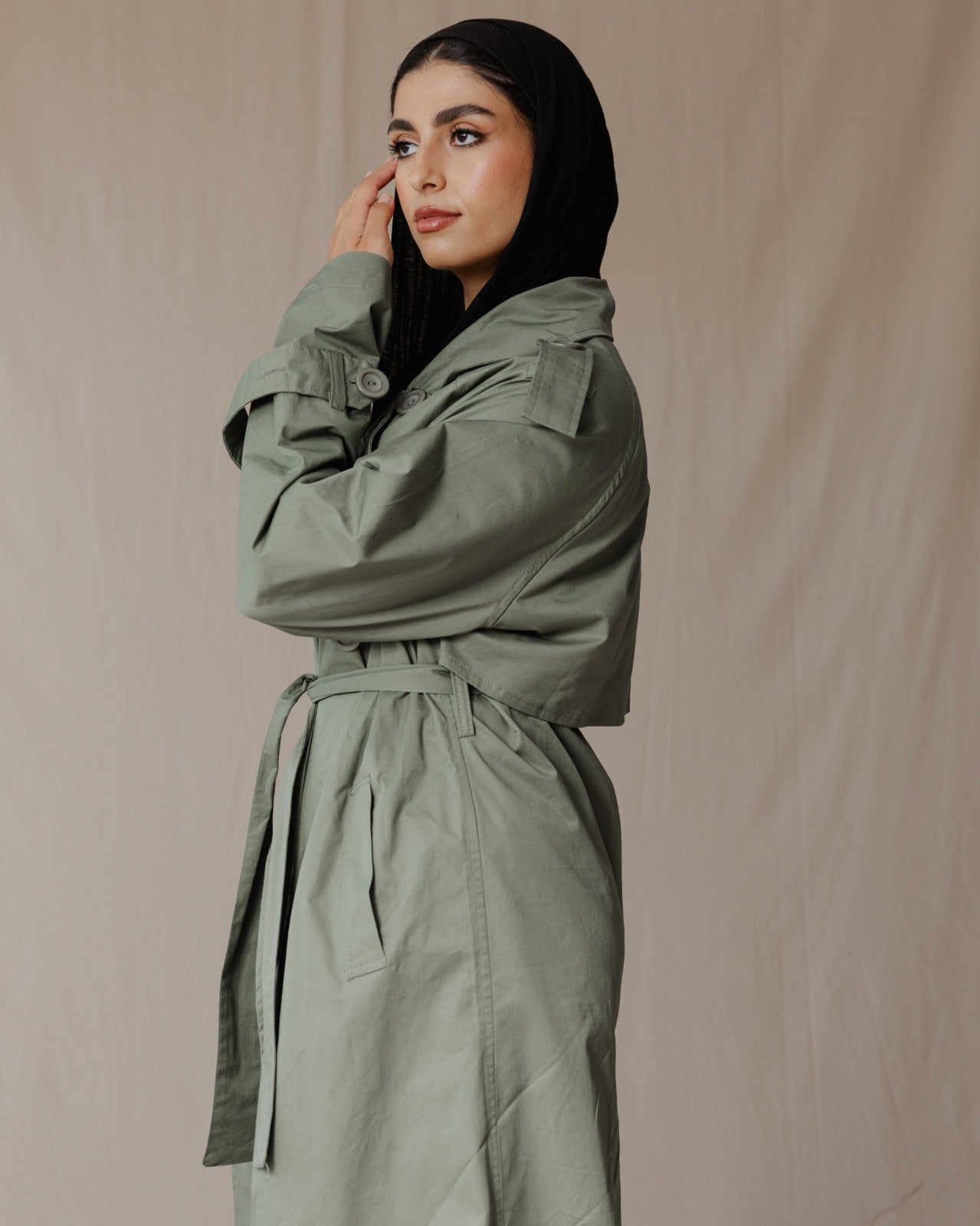 Relax Fit Trench Coat Verde Oliva
